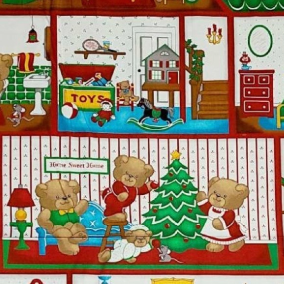 Beary Merry Christmas Advent Calendar Fabric Panel